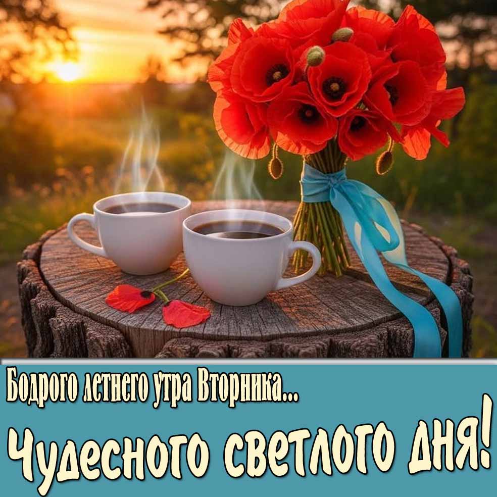 Красивая открытка "Бодрого летнего утра Вторника... Чудесного светлого дня!"