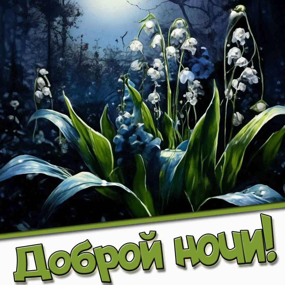 Доброй ночи! - открытка с ландышами