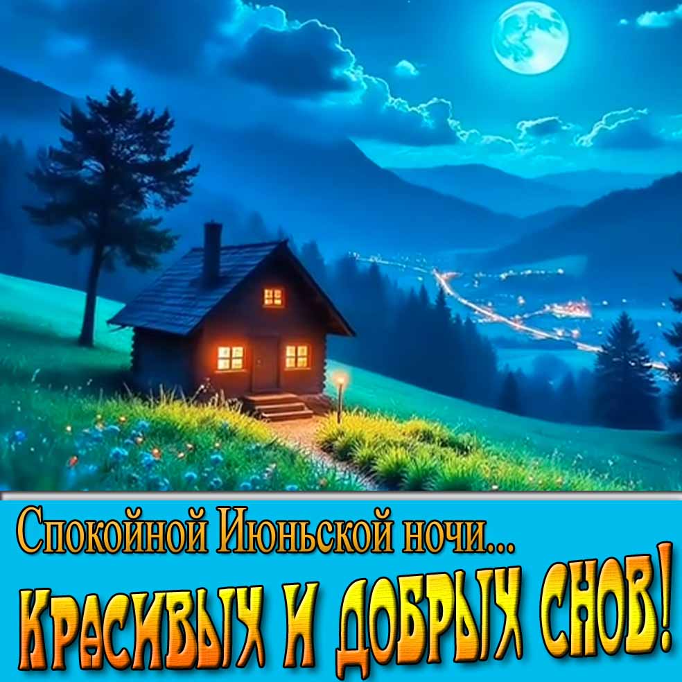 Открытка "Спокойной Июньской ночи... Красивых и добрых снов!"