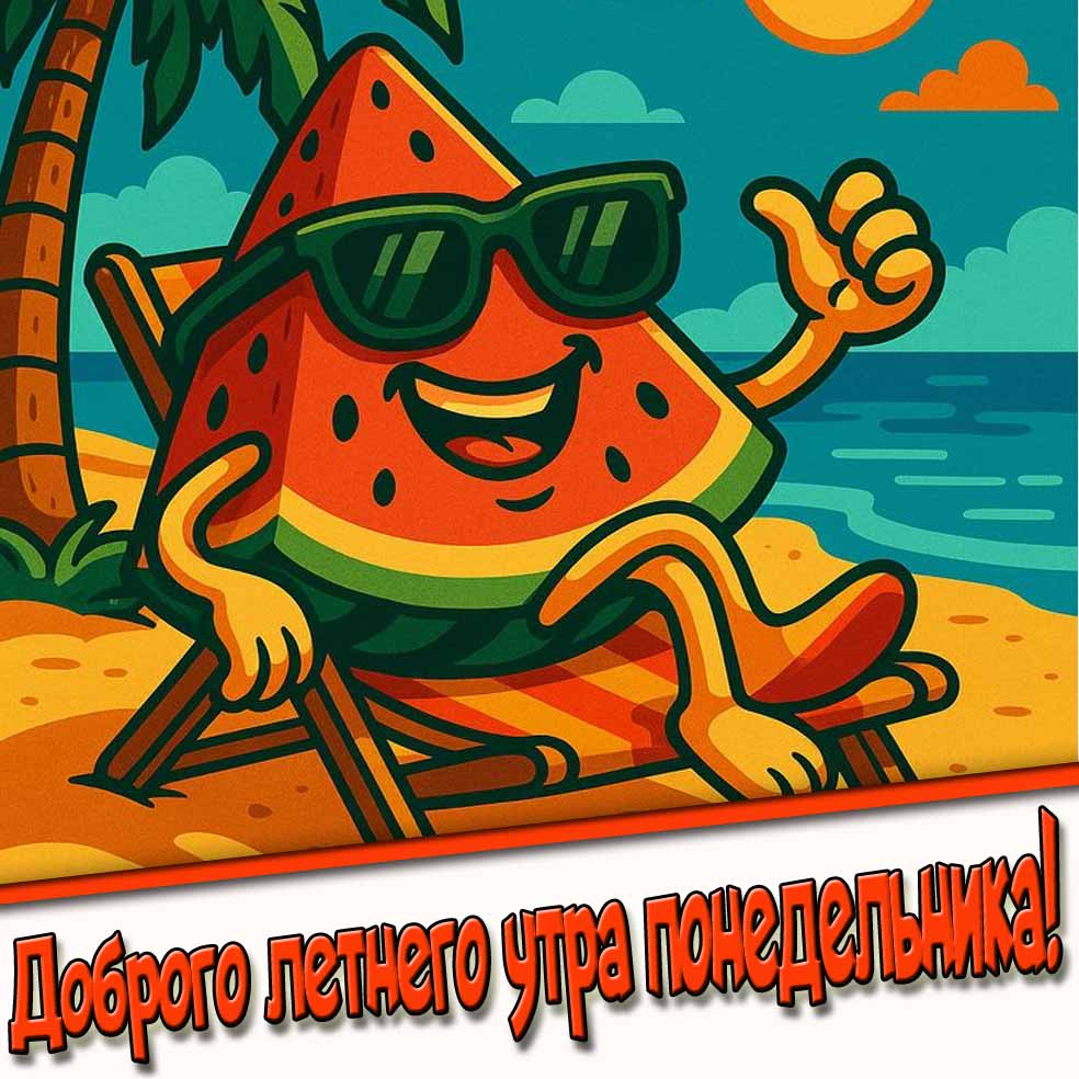 Доброго летнего утра понедельника! - прикольная открытка