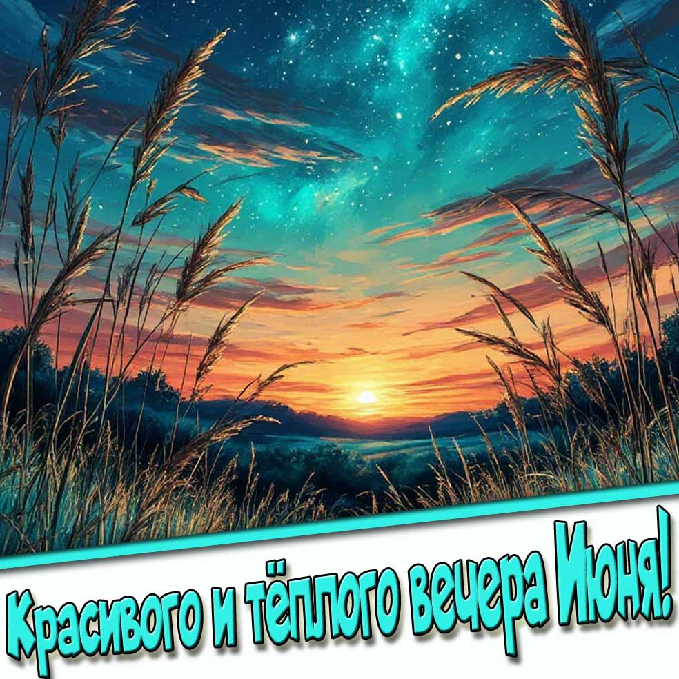 Открытка красивого и тёплого вечера Июня!