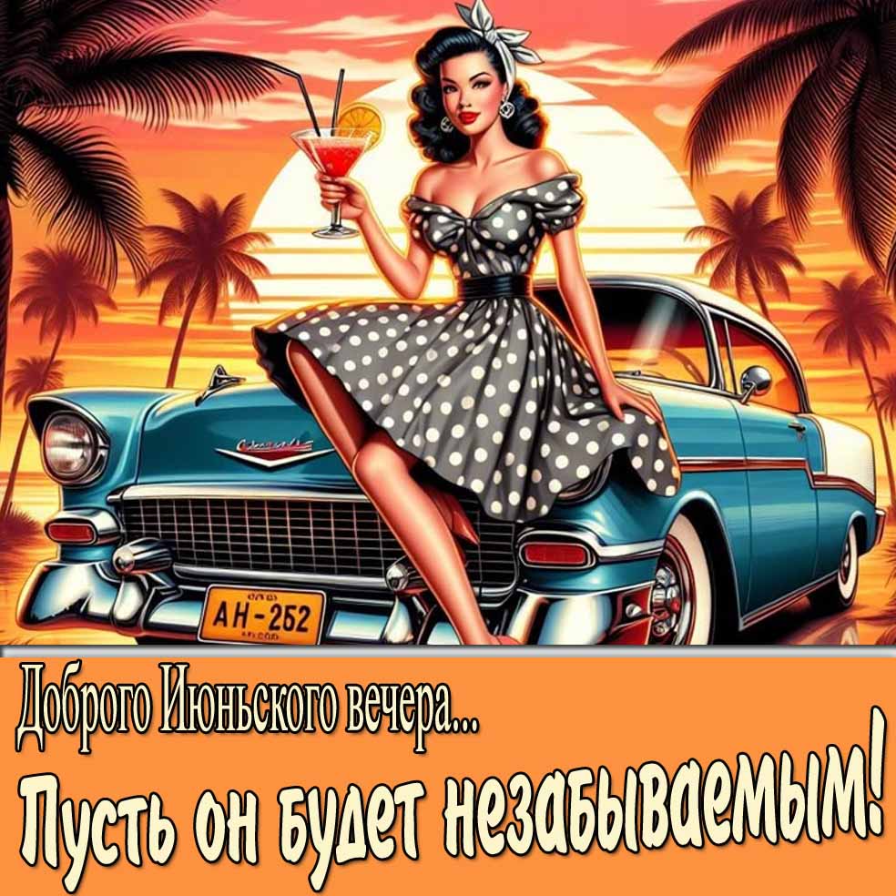 Открытка "Доброго июньского вечера! Пусть он будет незабываемым!"