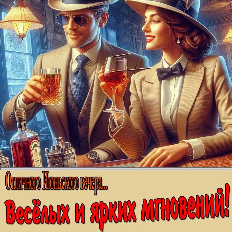 Картинка "Отличного июньского вечера! Весёлых и ярких мгновений!"