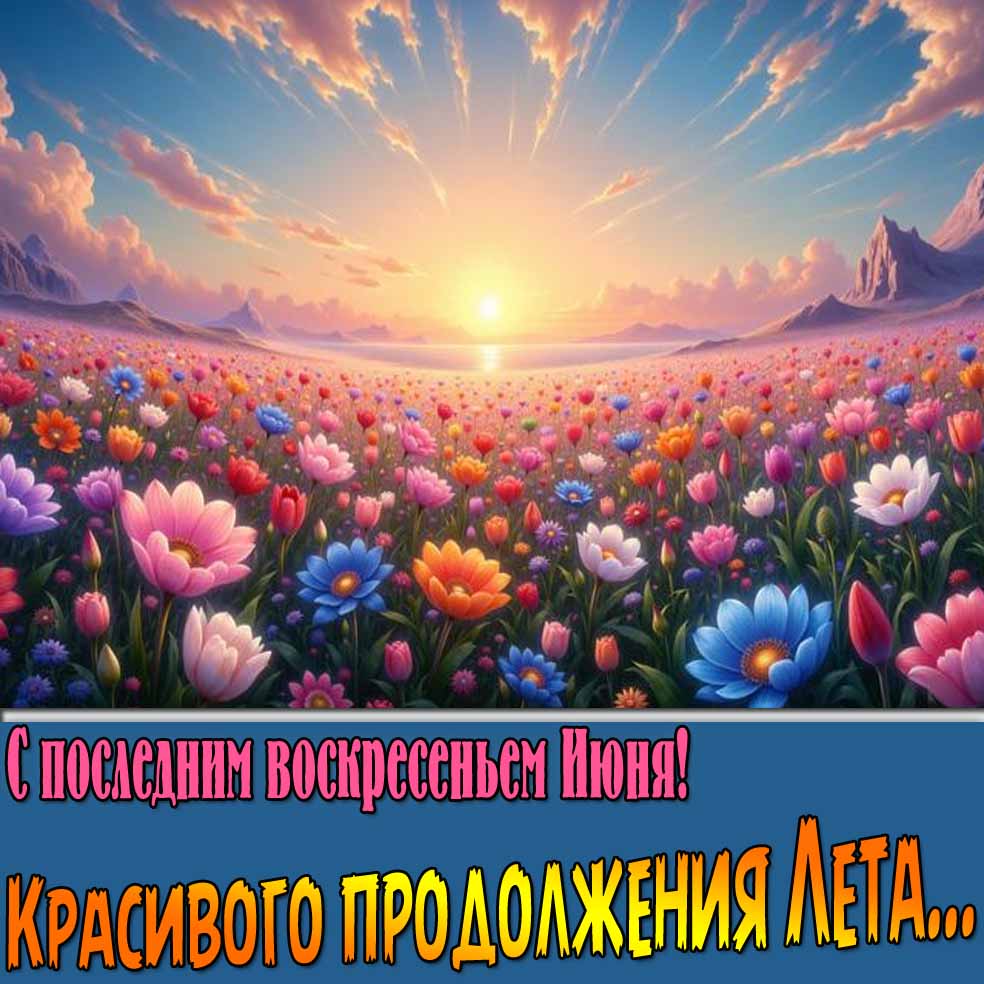 Открытка "С последним воскресеньем Июня! Красивого продолжения лета..."