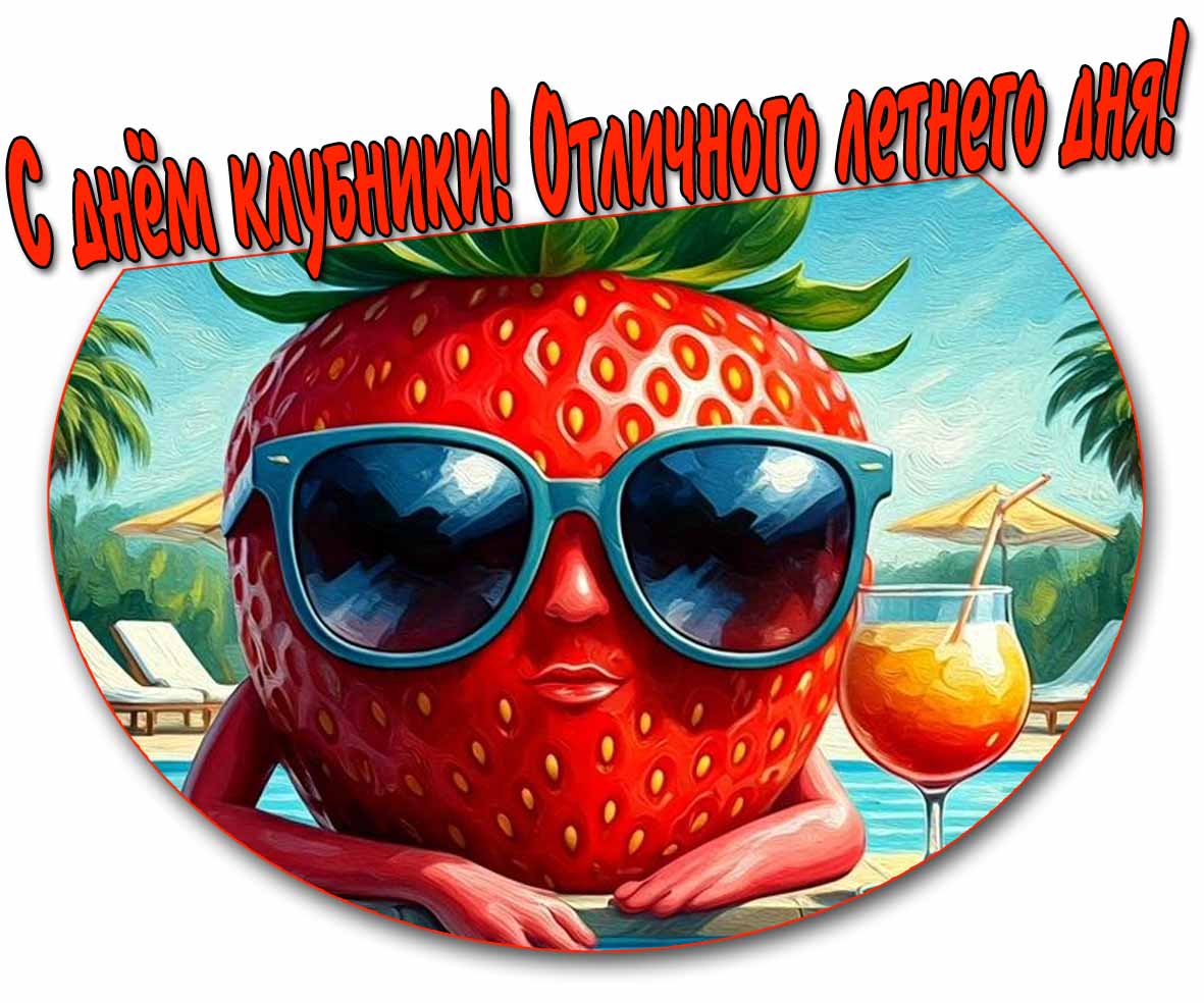 Открытка "С днём клубники! Отличного летнего дня!"