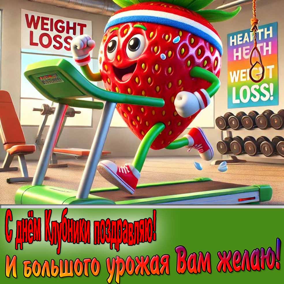 С днём клубники! - открытка с пожеланием