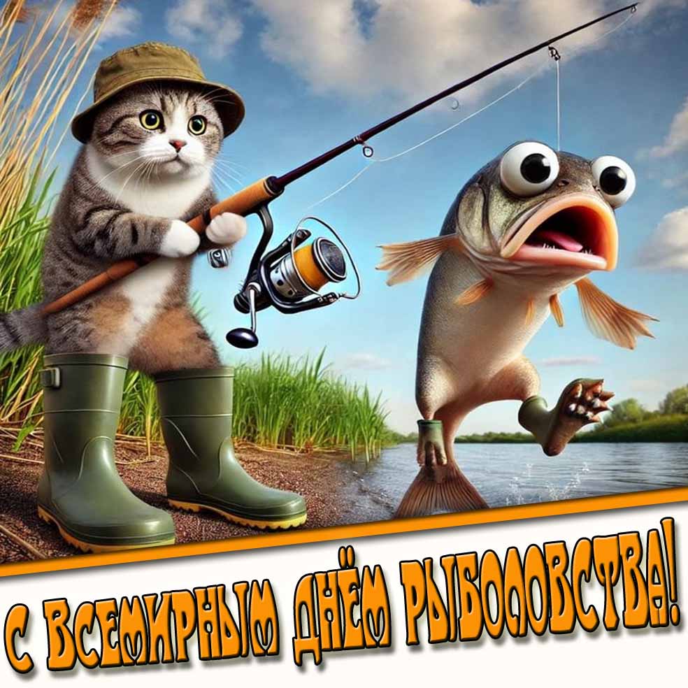 Открытка с юмором на Всемирный день рыболовства 27 Июня