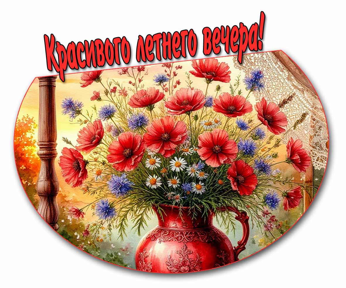 Красивого летнего вечера! - открытка с цветами