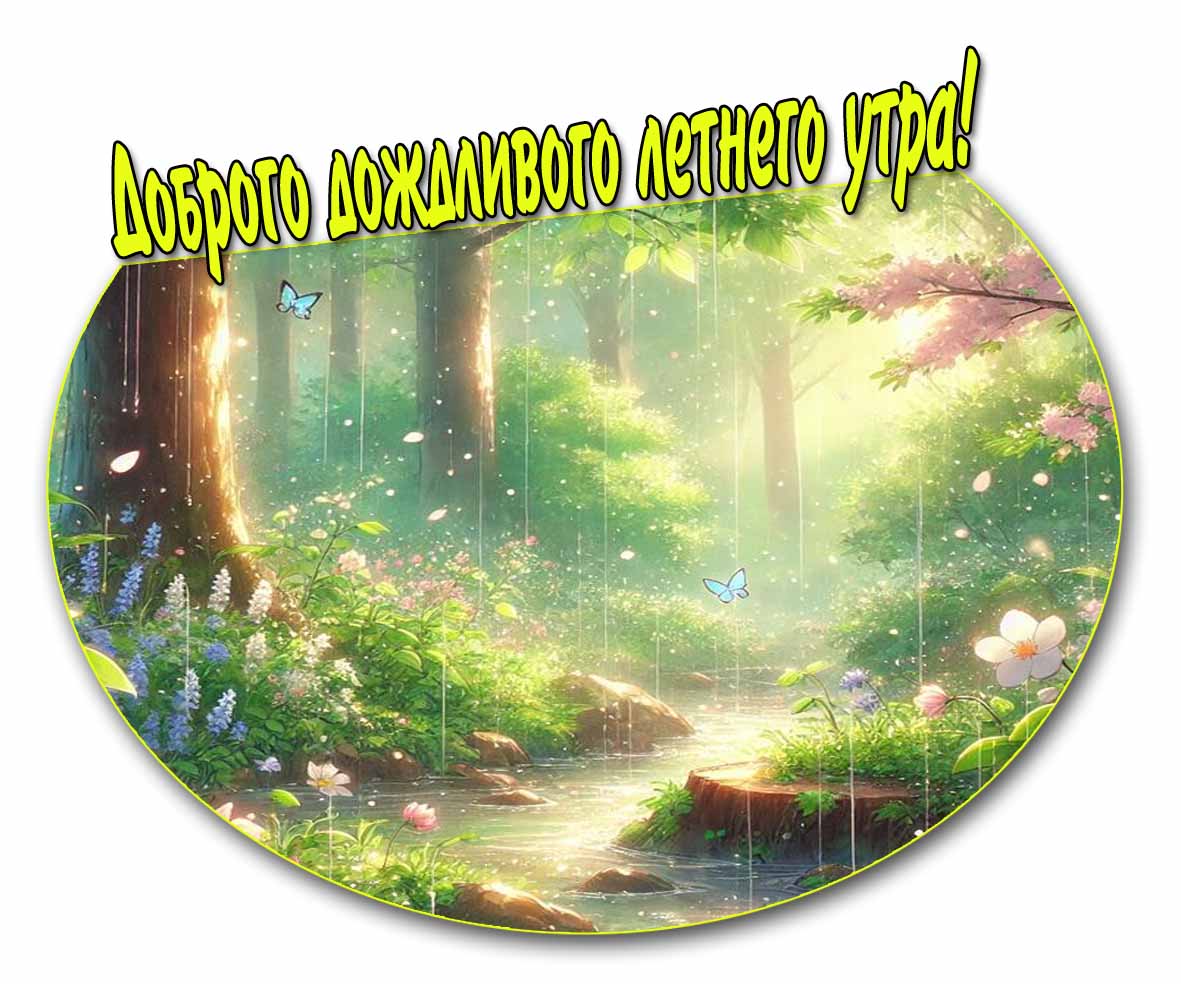 Красивая открытка доброго дождливого летнего утра