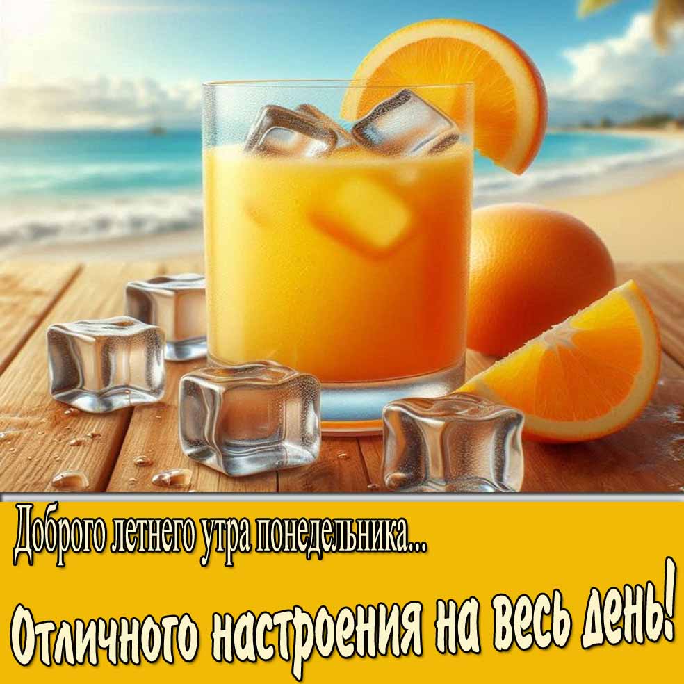 Открытка "Доброго летнего утра понедельника! Отличного настроения на весь день!"