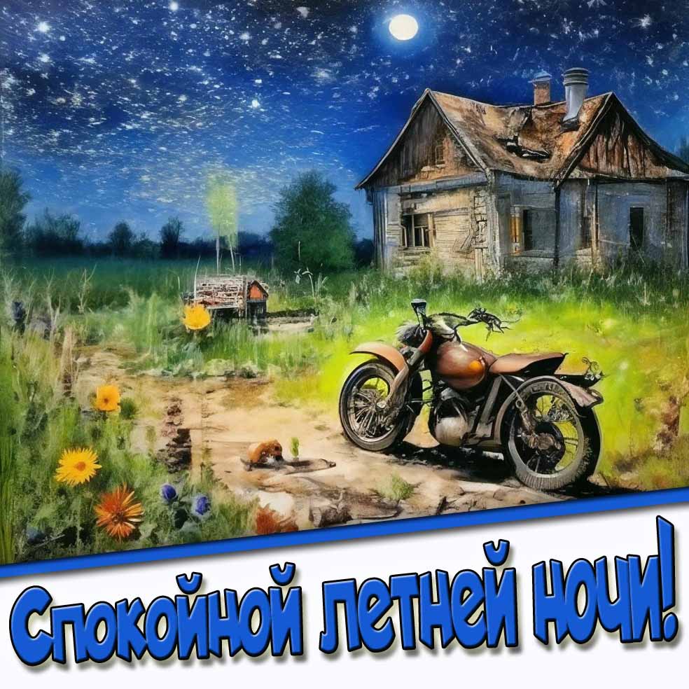 Деревенская открытка "Спокойной летней ночи!"