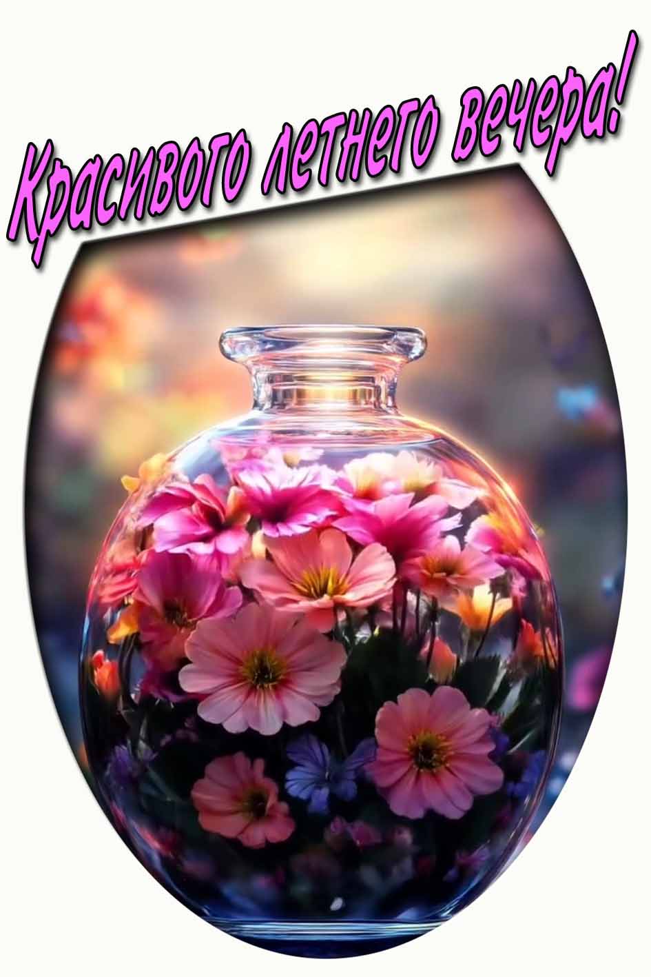 Красивого летнего вечера! - открытка с цветами
