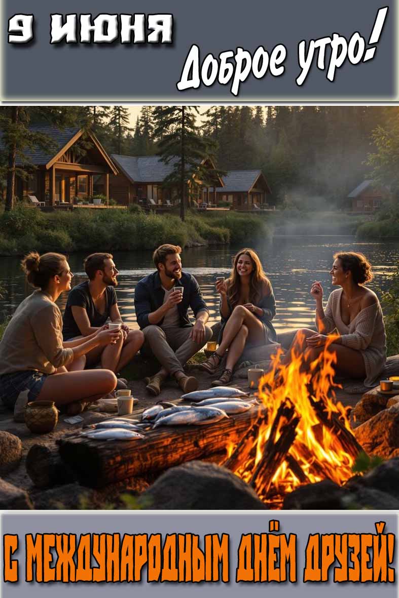 Летняя открытка "9 Июня доброе утро! С международным днём друзей!"