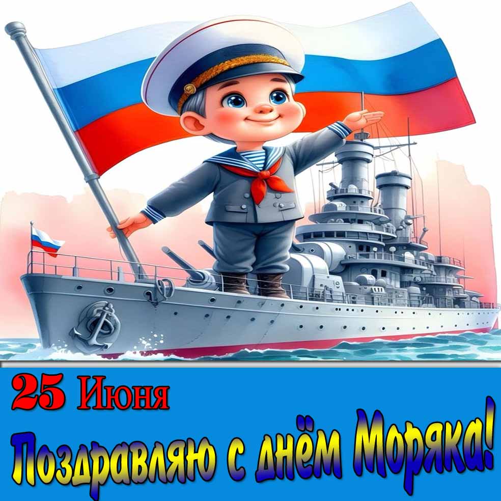 Прикольная открытка 25 Июня - Поздравляю с днём Моряка!