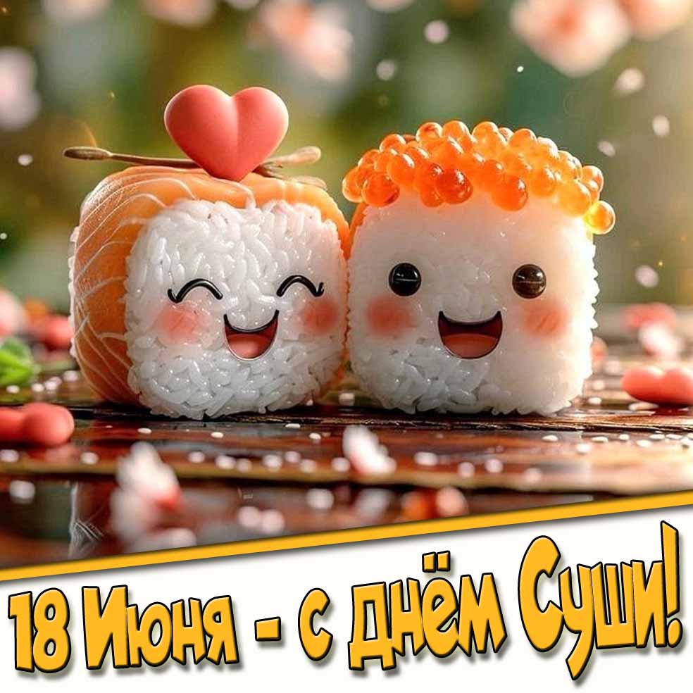 Прикольная открытка 18 Июня - с днём Суши!