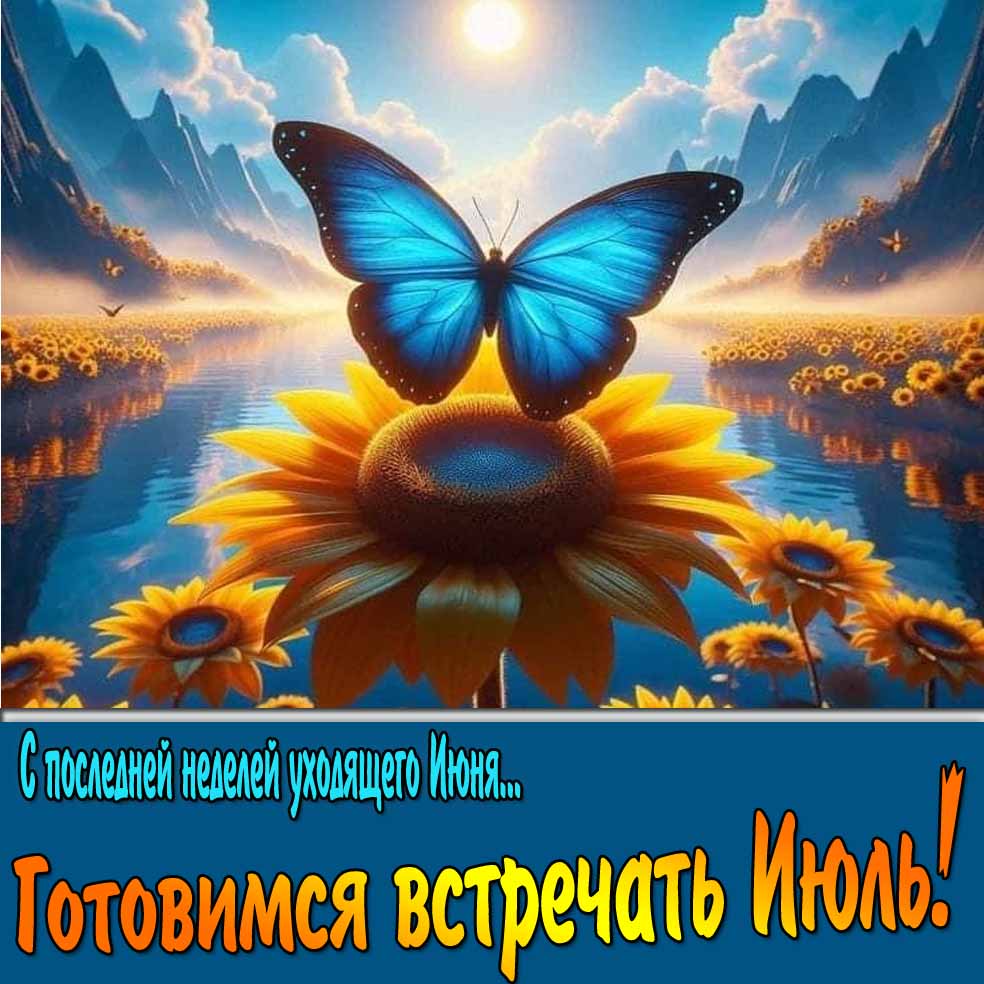 Открытка "С последней неделей уходящего Июня! Готовимся встречать Июль!"