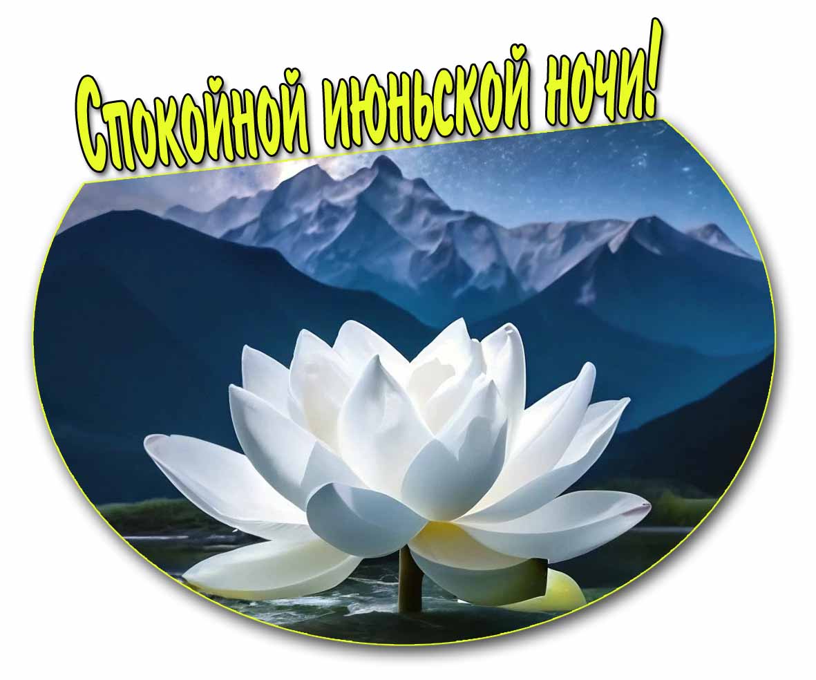 Спокойной июньской ночи! - открытка с лотосом