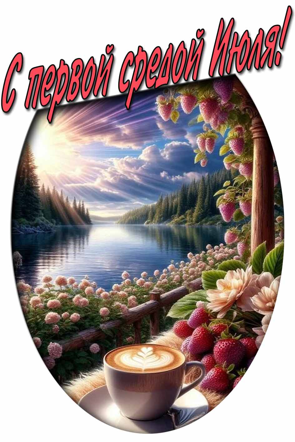 С первой средой Июля! - красивая открытка