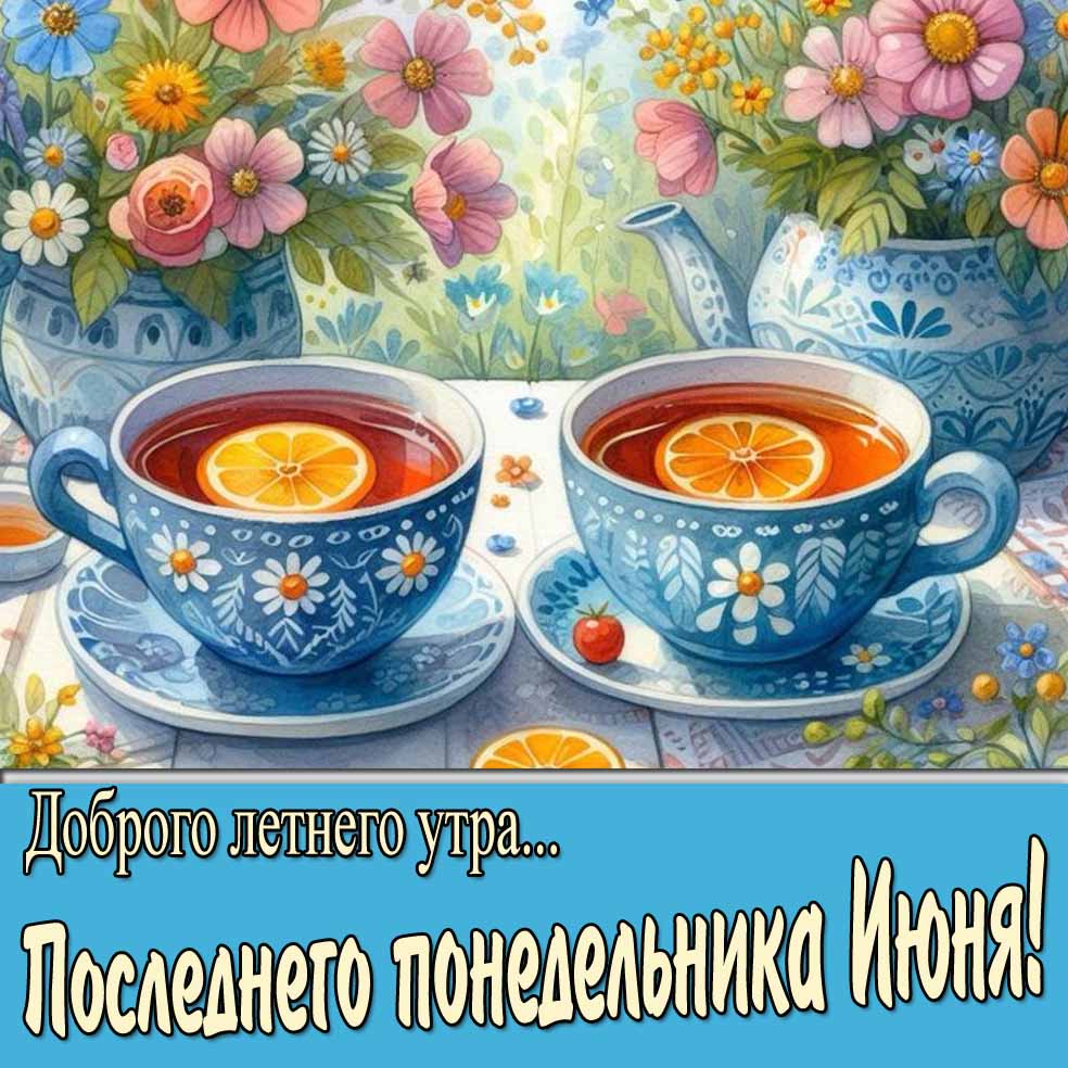 Открытка "Доброго летнего утра! Последнего понедельника Июня!"