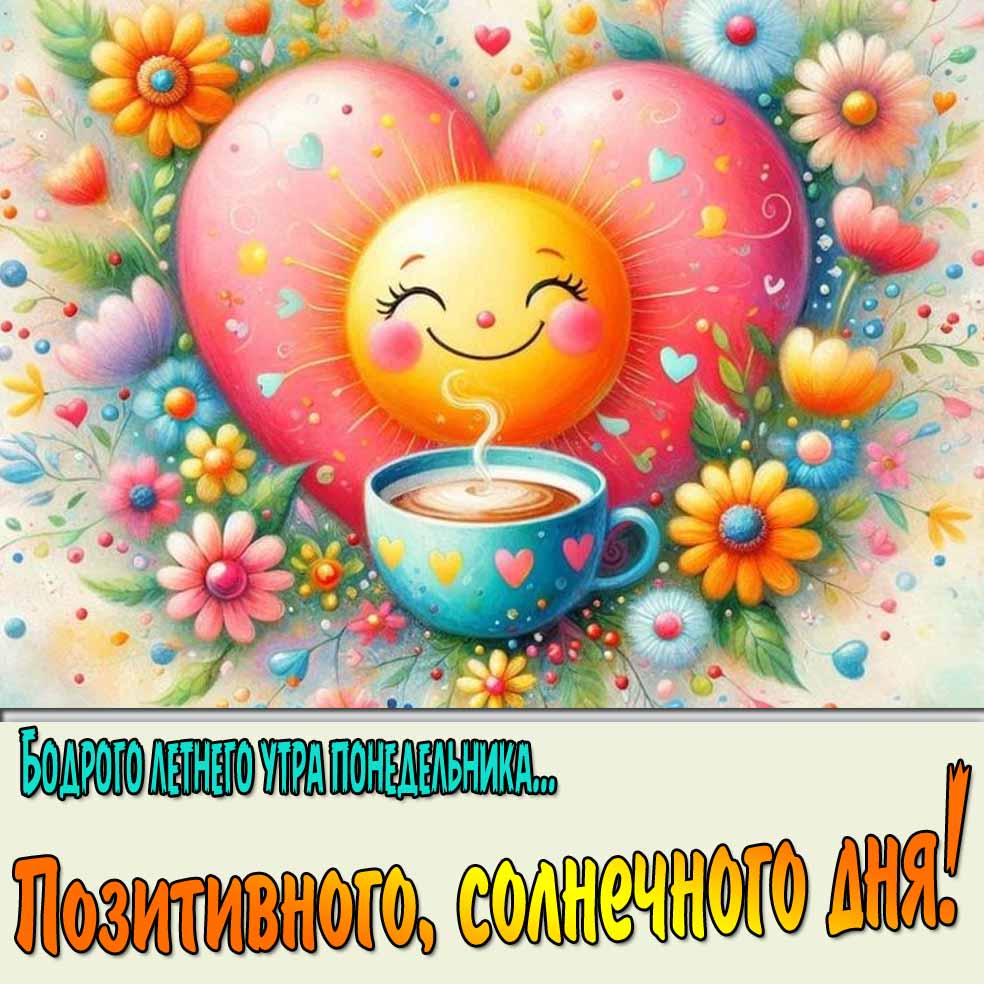 Картинка "Бодрого летнего утра понедельника! Позитивного, солнечного дня!"