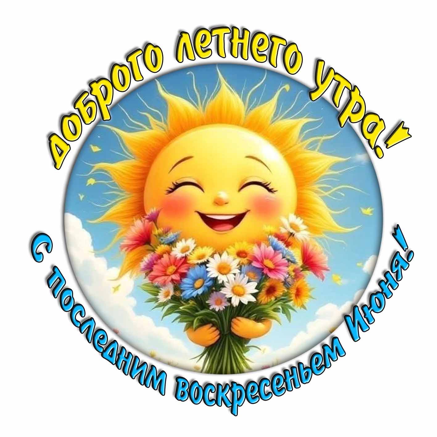 Стикер "Доброго летнего утра! С последним воскресеньем Июня!"