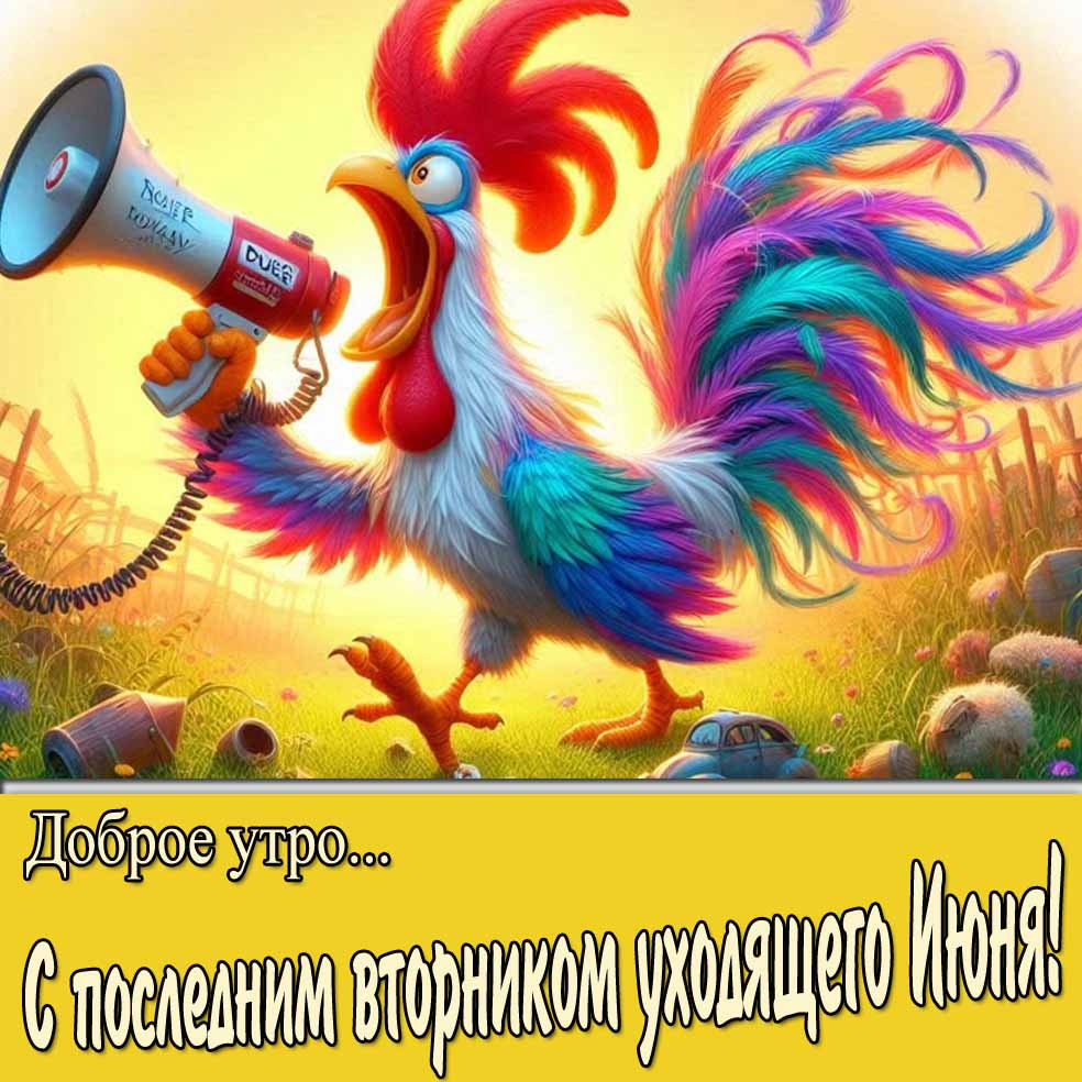 Открытка "Доброе утро! С последним вторником уходящего Июня!"