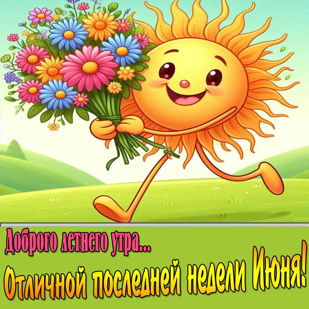 Открытка "Доброго летнего утра! Отличной последней недели Июня!"