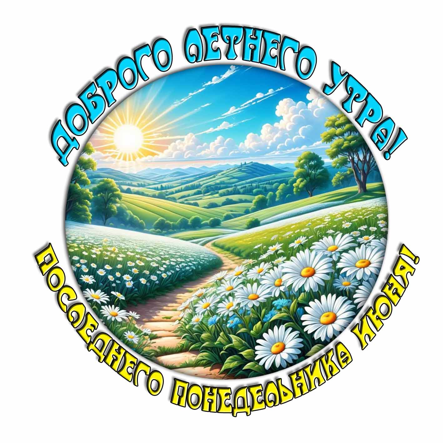 Стикер "Доброго летнего утра! Последнего понедельника Июня!"