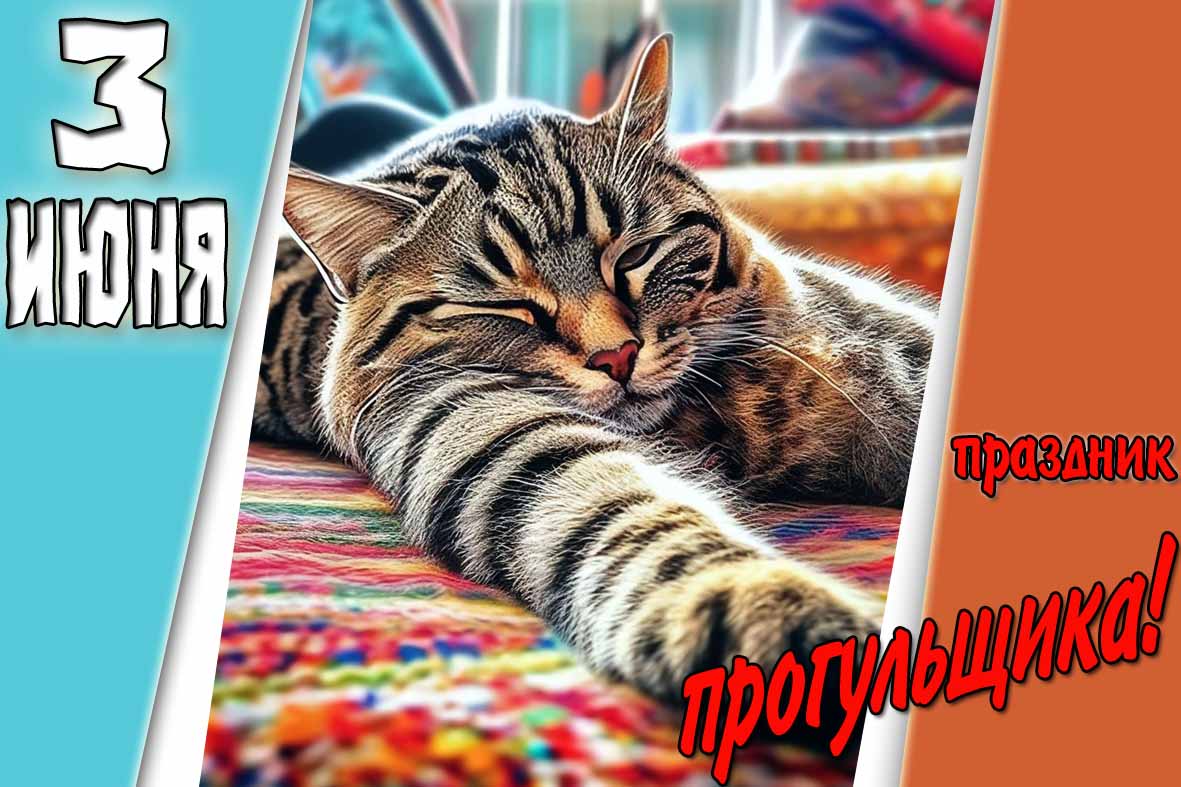 Красивая открытка на праздник прогульщика с котом