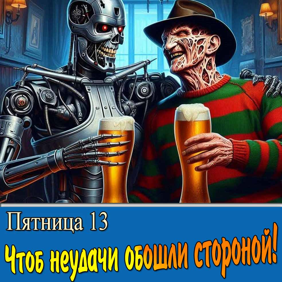 Прикольная открытка "Пятница 13 - Чтоб неудачи обошли стороной!"