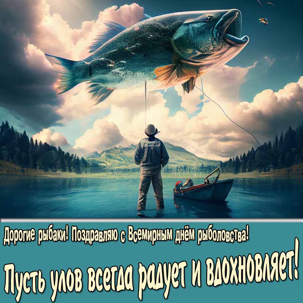 Открытка с поздравлением на Всемирный день рыболовства