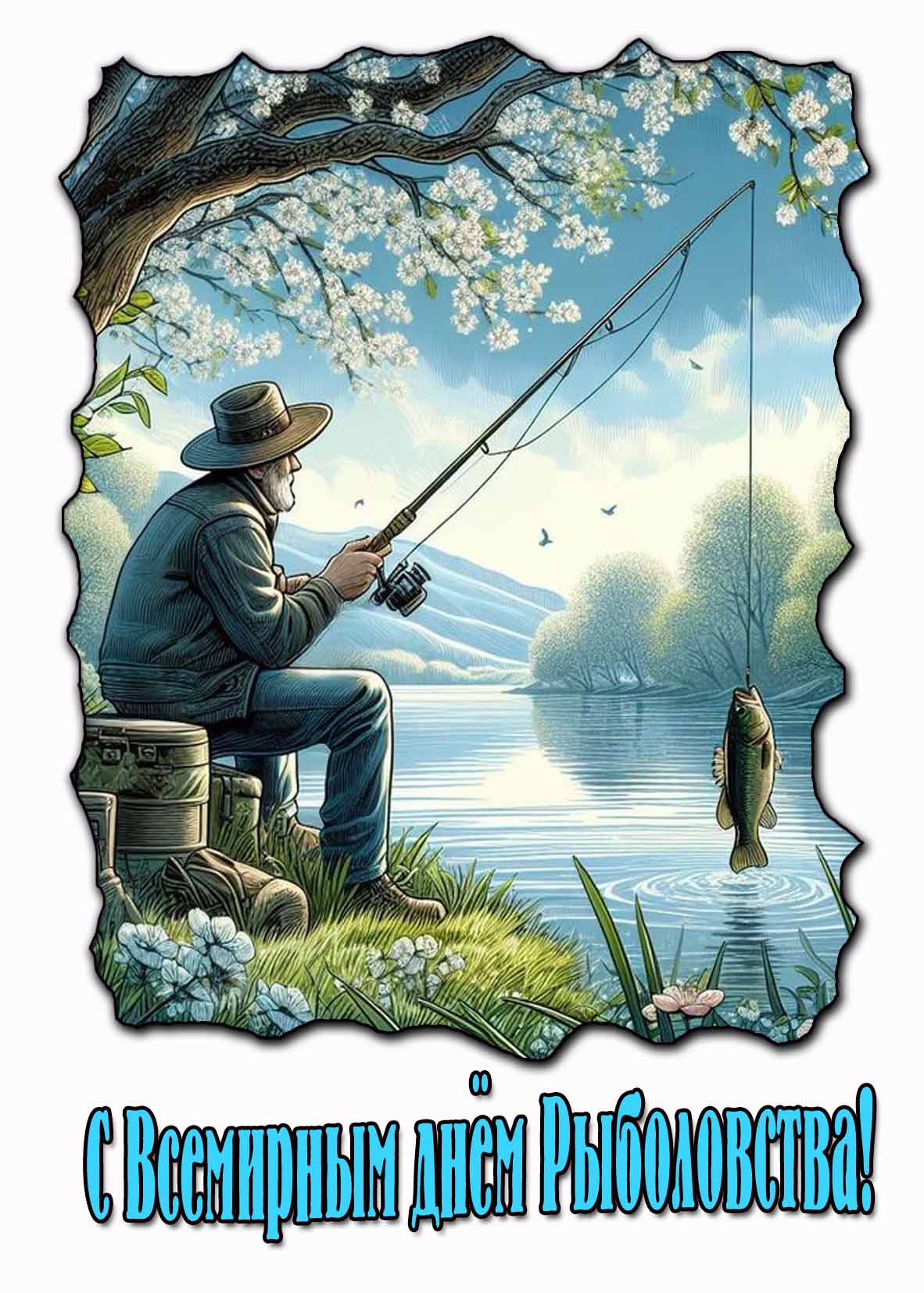 Красивая открытка с Всемирным днём рыболовства