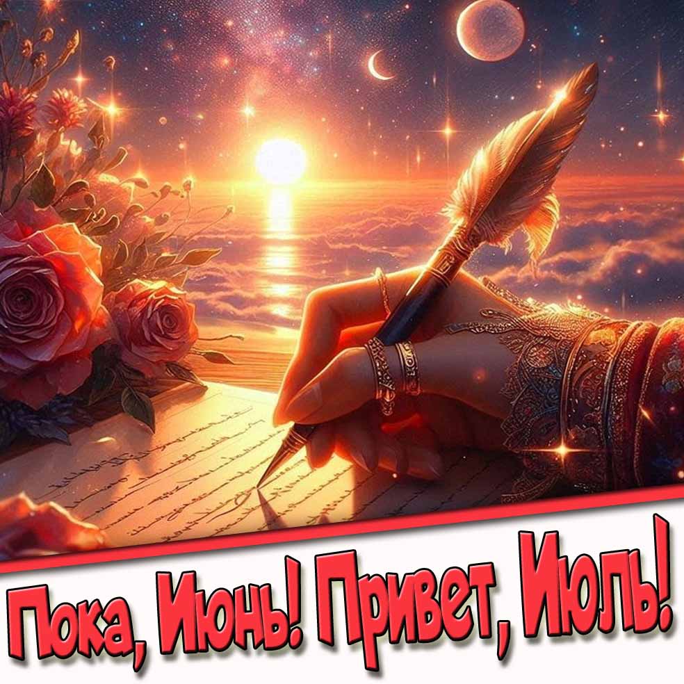 Красивая картинка "Пока, Июнь! Привет, Июль!"