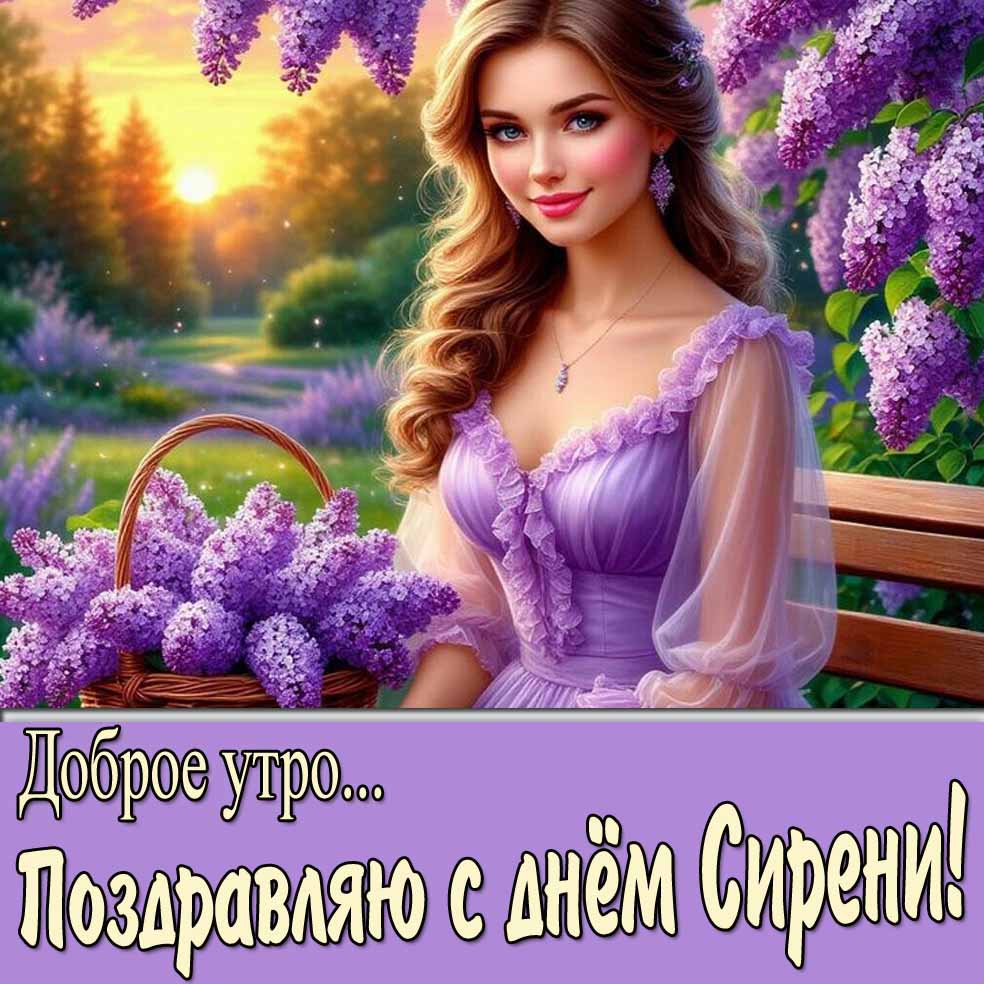 Картинка "Доброе утро! Поздравляю с днём сирени!"