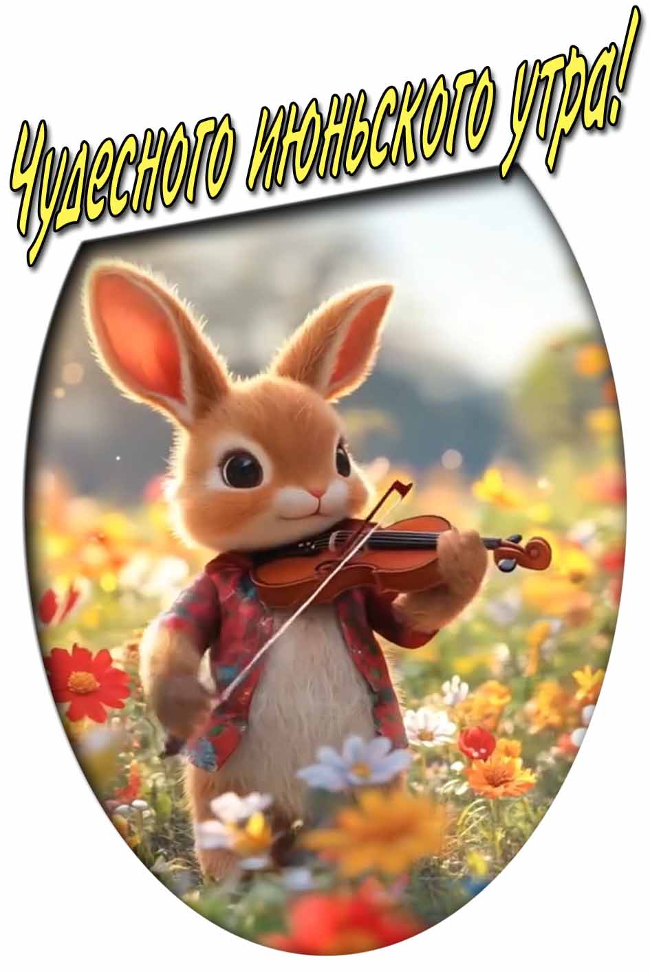 Чудесного июньского утра! - открытка с зайкой музыкантом