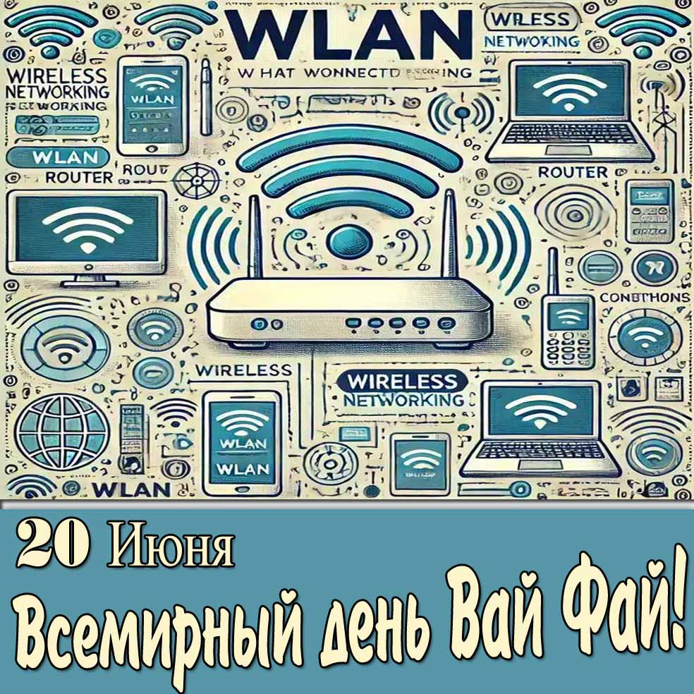 Креативная открытка на 20 Июня - Всемирный день Вай Фай!