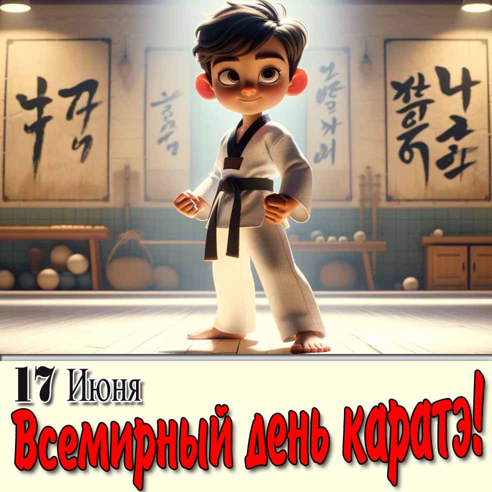 Открытка для детей на праздник 17-го Июня - Всемирный день каратэ