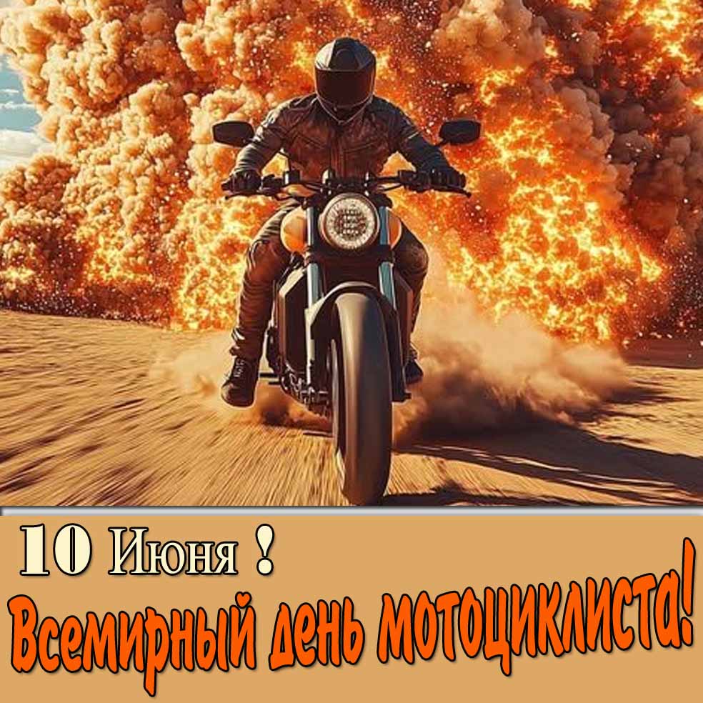 10 Июня - Всемирный день мотоциклиста! - крутая открытка