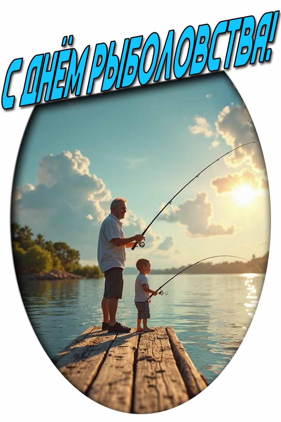 С днём рыболовства! - красивая открытка