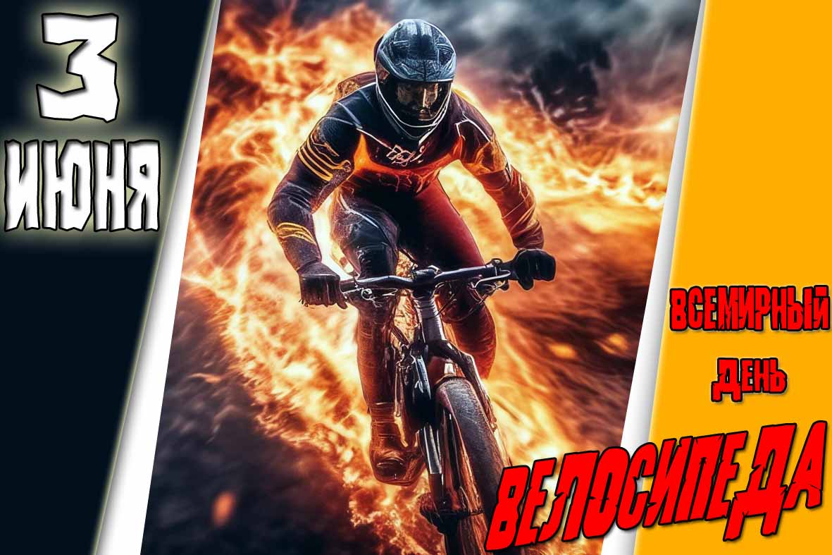 Красивая открытка "3 Июня - всемирный день велосипеда"