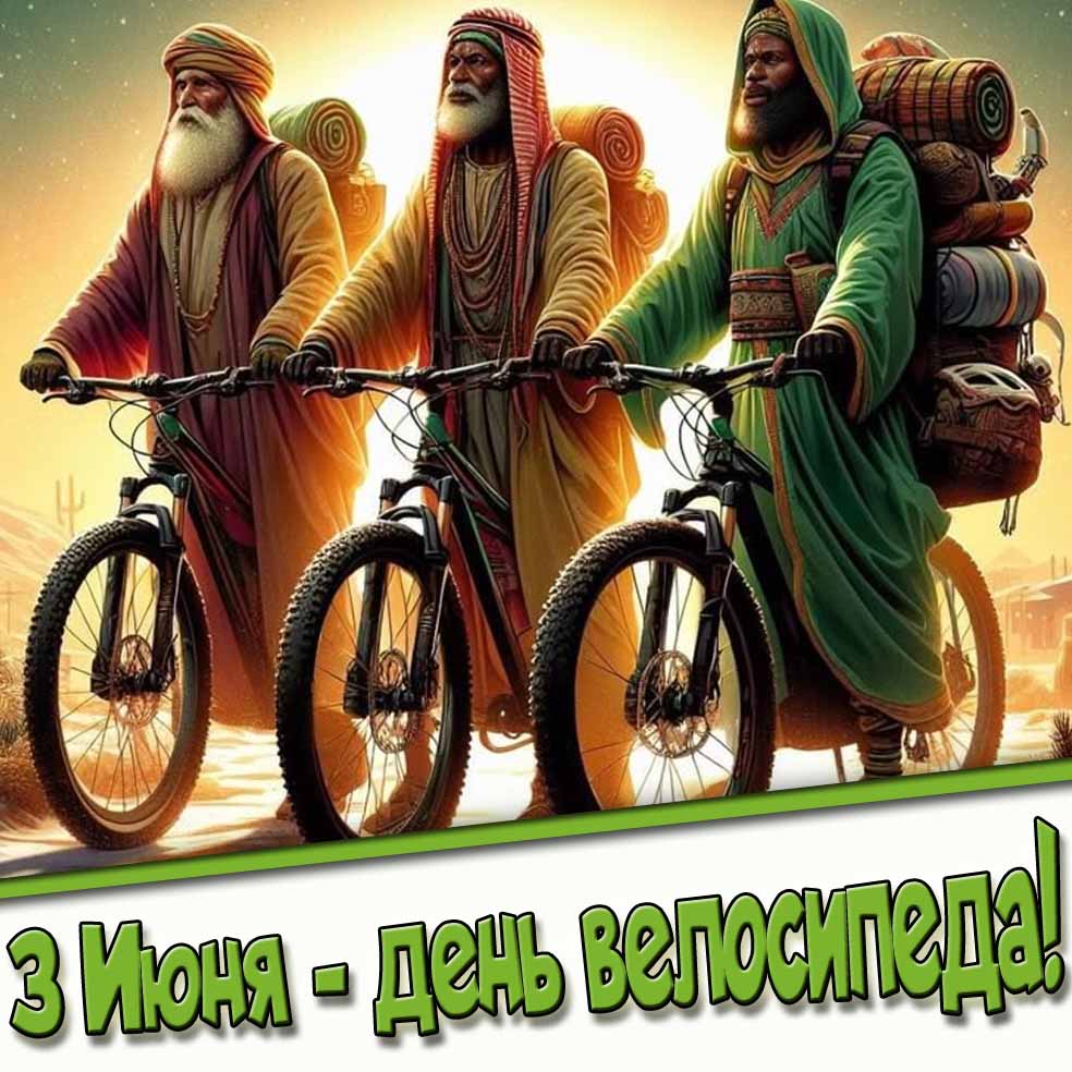 Необычная открытка на день велосипеда 3-го Июня