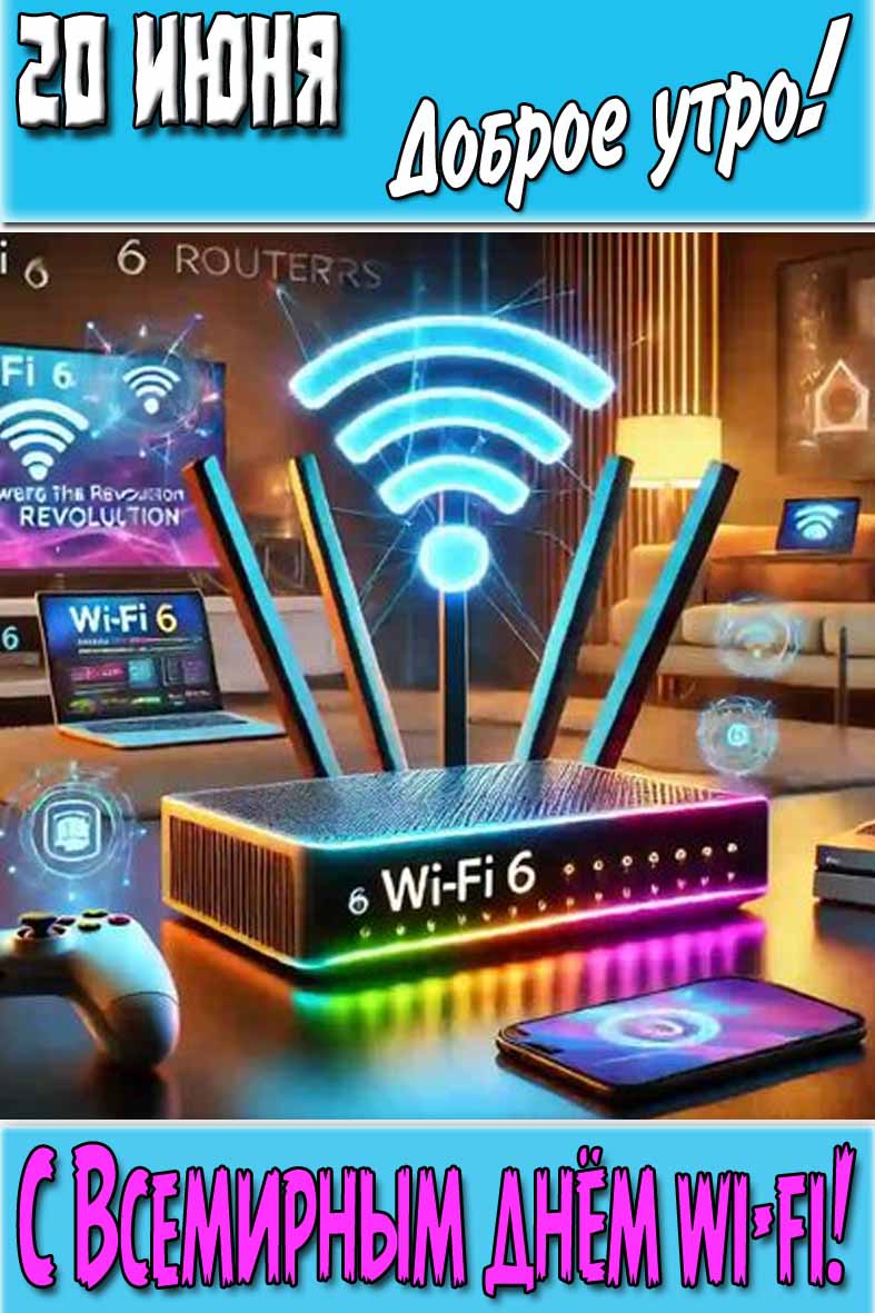 Картинка "20 Июня доброе утро! С Всемирным днём Wi-Fi!"