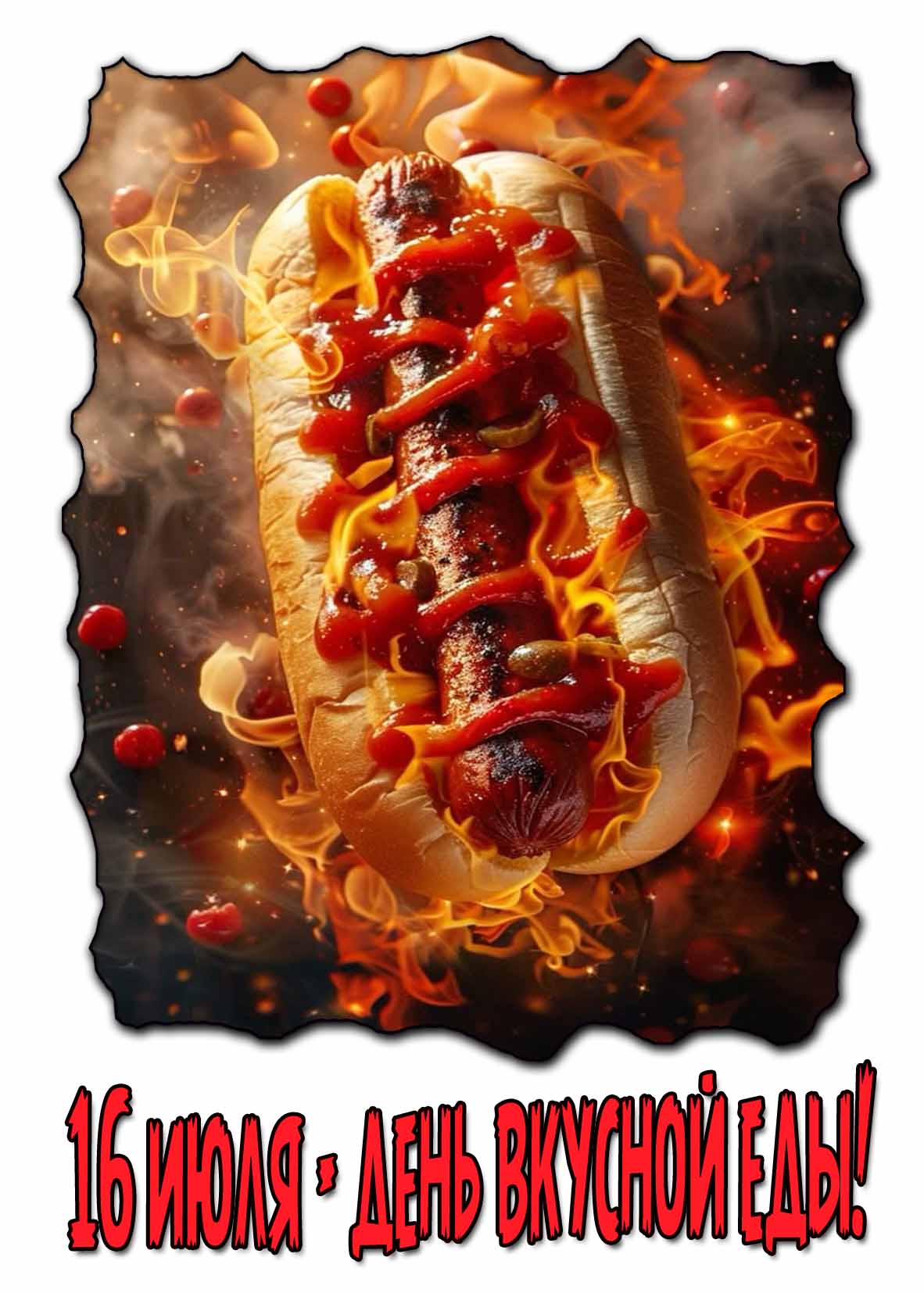 16 июля день вкусной еды - картинка с хот-догом