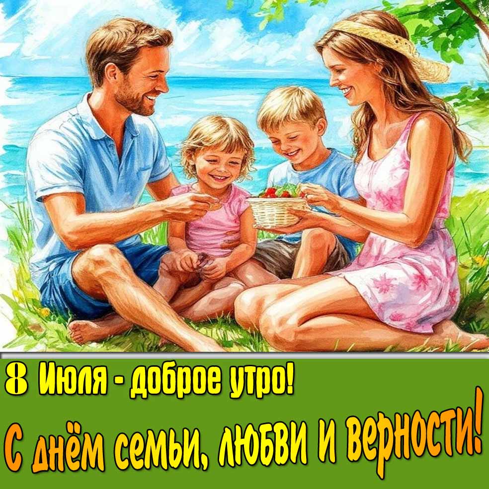 Картинка доброе утро 8 июля - с днём семьи, любви и верности