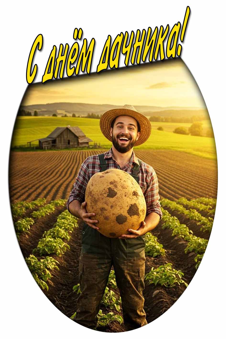 С днём дачника! - прикольная открытка на телефон
