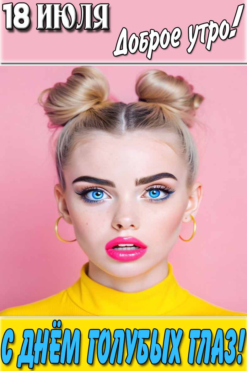Картинка "18 Июля доброе утро! С днём голубых глаз!"