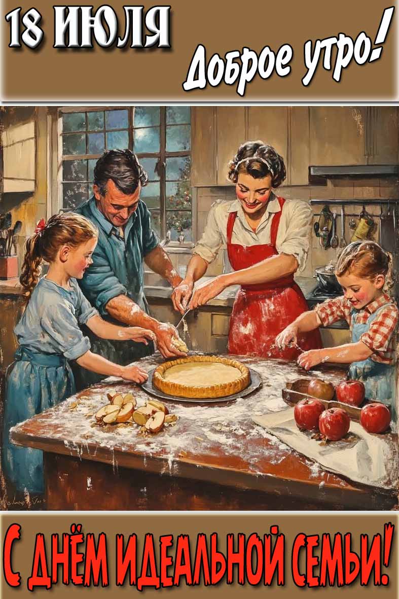 Открытка "18 Июля доброе утро! С днём идеальной семьи!"