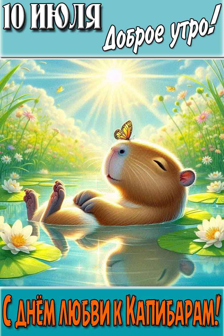 Картинка "10 Июля доброе утро! С днём любви к капибарам!"