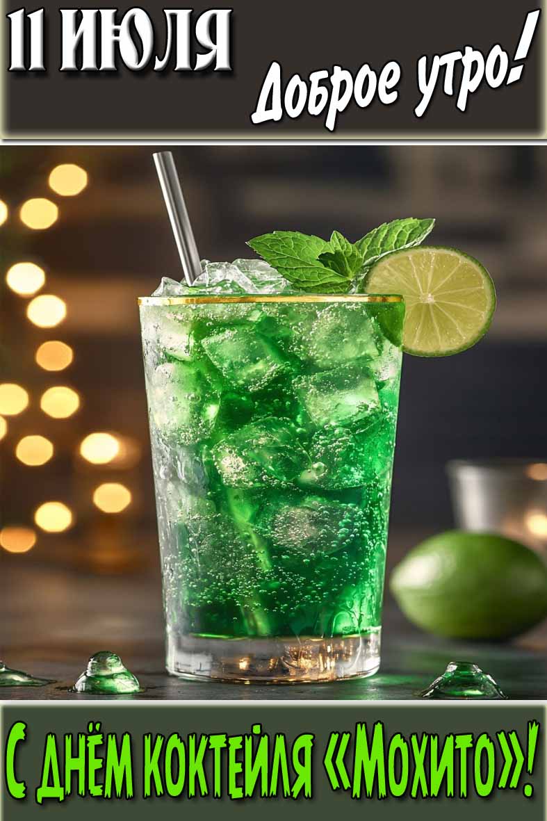 Картинка "11 Июля доброе утро! С днём коктейля «Мохито»!"