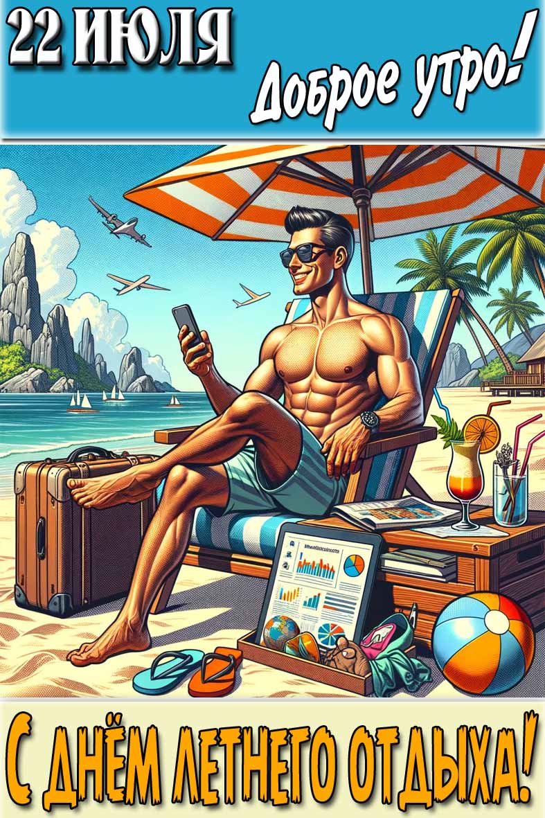 Открытка "22 Июля доброе утро! С днём летнего отдыха!"